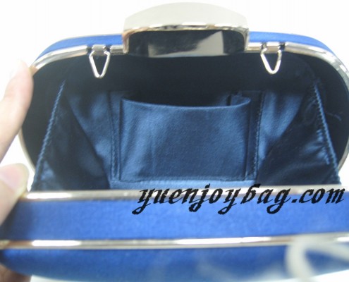 Designer Navy blue satin metal frame clutch purse Prom bag Designer Navy blue satin metal frame clutch purse Prom bag