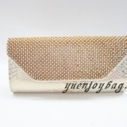 Luxury Gold pearl rhinestone diamond snake skin PU leather evening bags from China manufacturer