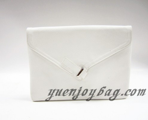 White PU faux leather women's envelope clutch bag