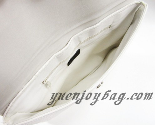 White PU leather women's envelope evening bag clutch crossbody handbag - lining view White PU leather women's envelope evening bag clutch crossbody handbag - lining view