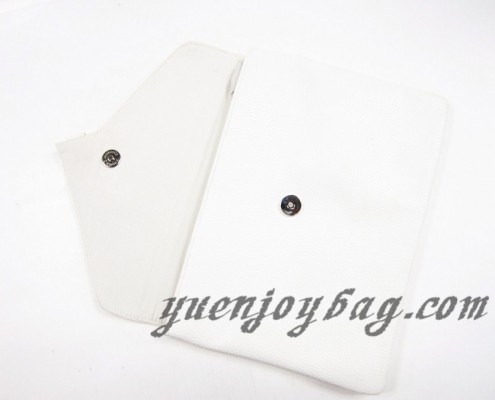 White PU leather women's envelope evening bag clutch crossbody handbag - open view White PU leather women's envelope evening bag clutch crossbody handbag - open view