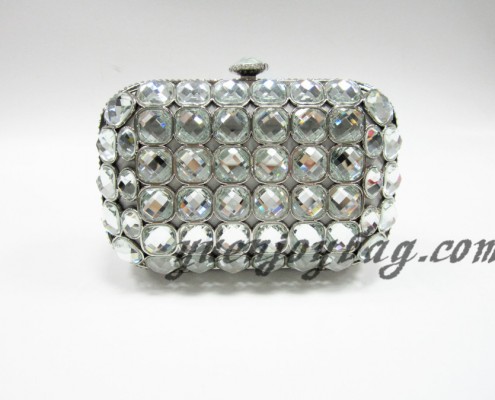 Wholesale Celebrities luxury crystal rhinestone evening metal box clutch handbag