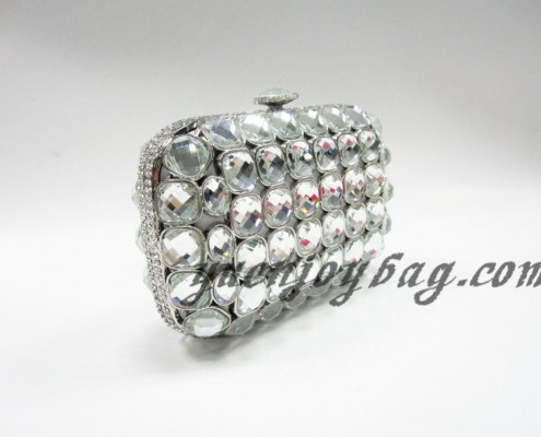 Wholesale Celebrities luxury crystal rhinestone evening metal box clutch handbag from manufacturer - side view Wholesale Celebrities luxury crystal rhinestone evening metal box clutch handbag from manufacturer - side view