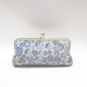 Wholesale Ladylike white and blue printed pattern aluminium sequins clutch bags Wholesale Ladylike white and blue printed pattern aluminium sequins clutch bags