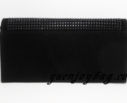 Black Velvet diamond decorated crossbody evening bags - back view