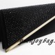 Black velvet Rhinestone decorated Branded clutch bag