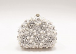 Hot sale Luxury cream beaded wedding clutch bags