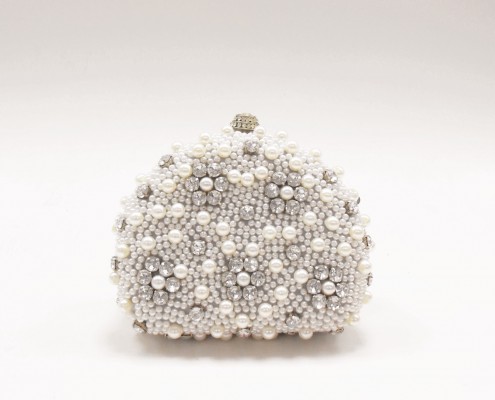 Hot sale Luxury cream beaded wedding clutch bags