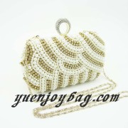 Ladies Finger Rings Clasp Pearl Bead Rhinestone Bridal handbag Wedding Clutch Bag