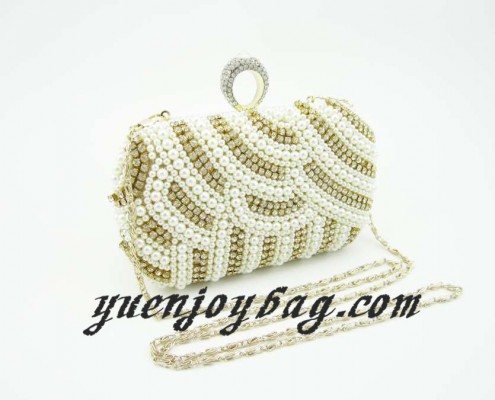 Ladies Finger Rings Clasp Pearl Bead Rhinestone Bridal handbag Wedding Clutch Bag