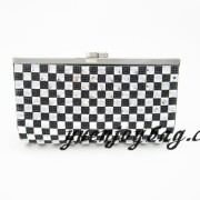 Women's Kisslock Metal Frame Black Crystal Diamond Evening Bag
