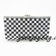 Women's Kisslock Metal Frame Black Crystal Diamond Evening Bag