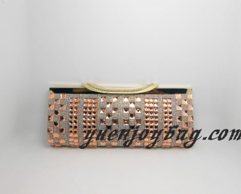 Women's Orange Rhinestone Clasp Frame Crystal Rhinestone Gold PU Leather Evening Clutch Purse