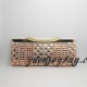 Women's Orange Rhinestone Clasp Frame Crystal Rhinestone Gold PU Leather Evening Clutch Purse