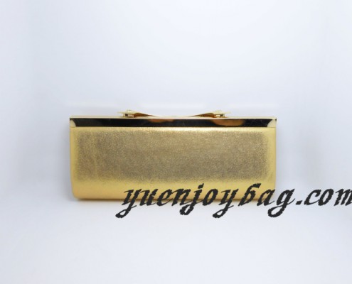Women's Orange Rhinestone Clasp Frame Crystal Rhinestone Gold PU Leather Evening Clutch Purse - back view