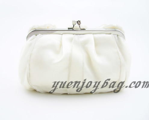 Women's Floral Decorated Soft Satin and Organza Evening Clutch Bag with Bead Chain - back view Women's Floral Decorated Soft Satin and Organza Evening Clutch Bag with Bead Chain - back view