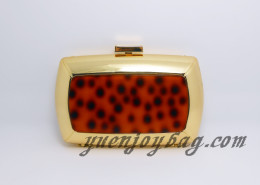 Ladies luxury golden metal clutch bag with tortoise shell pattern
