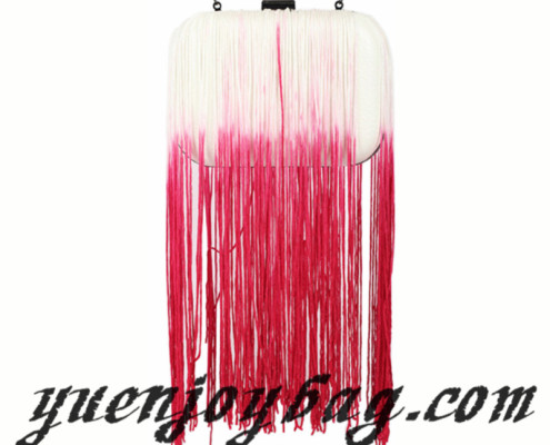Women's Gradient Color Tassels Decorated Pu Leather Evening Bag