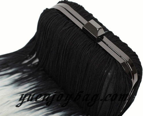 Women's Gradient Color Tassels Decorated Pu Leather Evening Bag - top view Women's Gradient Color Tassels Decorated Pu Leather Evening Bag - top view
