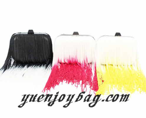 Women's Gradient Color Tassels Decorated Pu Leather Evening clutch Bag with metal frame Women's Gradient Color Tassels Decorated Pu Leather Evening clutch Bag with metal frame